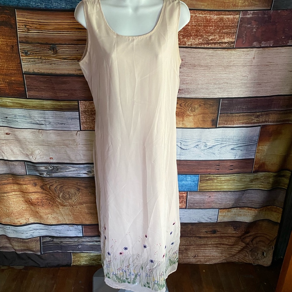 Nude Floral Dress with Slip